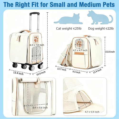 Pet Carrier Backpack with Wheels Rolling - Image 3