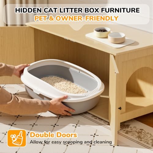 Extra Large Cat Litter Box Enclosure Furniture Dog Proof, Hidden Kitty Washroom - Image 5