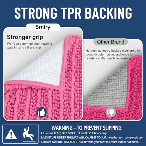 Smiry Bathroom Rugs 59X24, Extra Soft Rubber Backing Chenille Bath Mats - Image 3