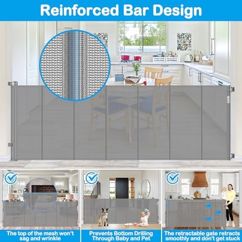 Reinforced 42" Extra Tall Retractable Baby Gate-Prevent Crawling Under - Image 2