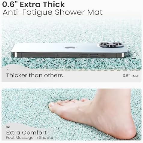 0.6" Extra Thick Non Slip Shower Mat, PVC Loofah Shower Mat - Image 2