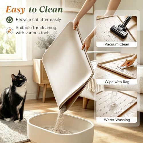 Songrey Silicone Cat Litter Mat 34" x 22", Large Litter Trapping Mat - Image 4