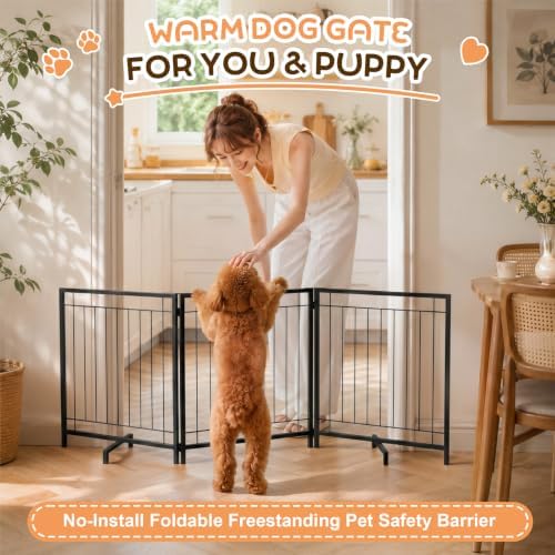 Freestanding Dog Fence Indoor, 3-Panel Foldable Dog Gate - Image 5