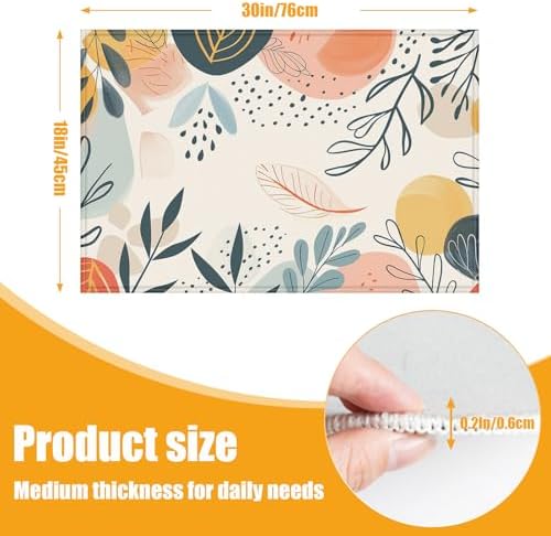 Boho Tropical Leaves Bath Mat for Bathroom, Washable Door Mat Absorbent Bath - Image 2
