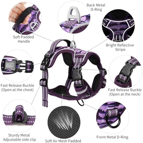 Timos Small Dog Harness, No Pull No Choke, Easy On & Off, Moon Night - Image 3