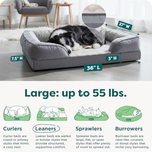 Furhaven Cooling Gel Dog Bed for Large/Medium Dogs w/ Removable Bolsters & - Image 3