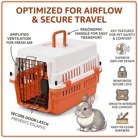 Hard-Sided Pet Carrier for Cats and Small Dogs, Portable Plastic Crate for Vet - Image 3