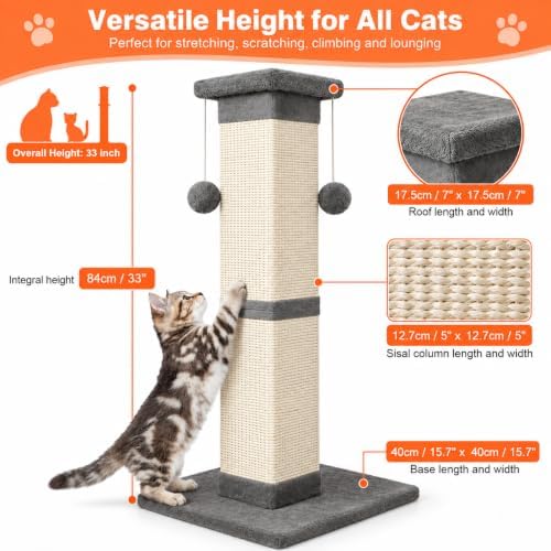 Cat Scratching Post 33 Inch Nature Sisal Scratch Post - Image 2