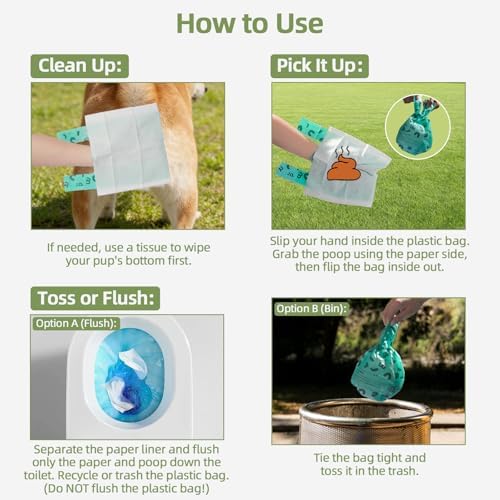 2-Ply Dog Poop Bags with Paper Towels-50 Pieces-Ultra Thick and Leakproof Pet - Image 4