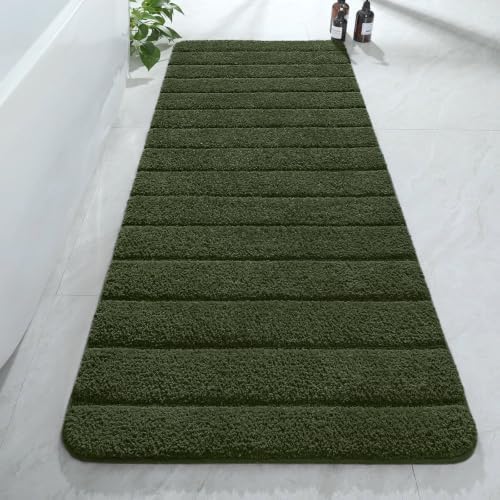AROGAN Luxury Long Bathroom Runner Rugs 24x60 Inch Bath Rug, Olive Green by AROGANAREARUG