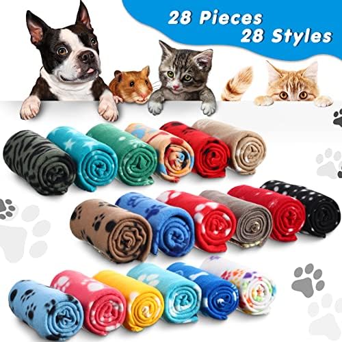 Chumia 28 Pcs Puppy Blanket Bulk Fleece Dog Blanket, 28x40 Inch, 28 Styles - Image 4