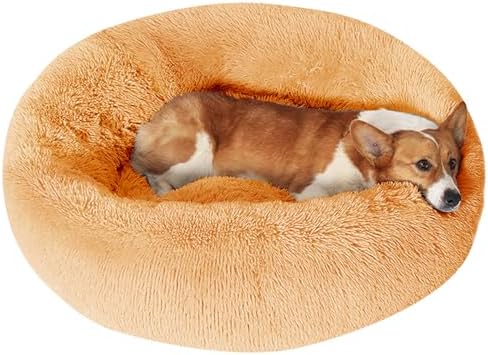 JOLLYVOGUE Dog Bed, Calming Anti-Anxiety Large Dog Bed, Fluffy Donut Cushion by JOLLYVOGUE