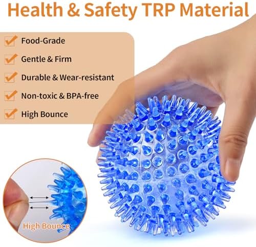 6 Pack Squeaky Spiky Dog Balls, Puppy Chew Toys - Image 3