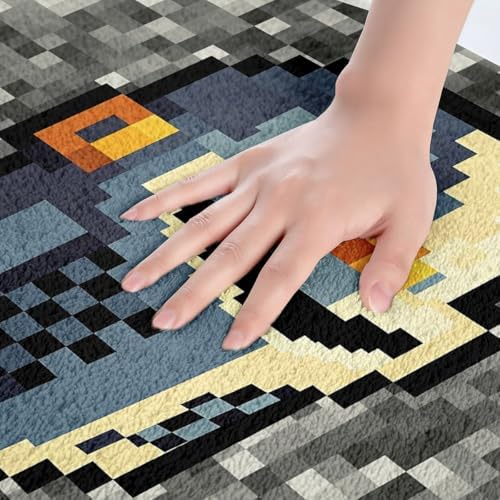 Manfei Pixel Grid Bath Mat, Pixelated Knight Helmet Print Kids Mats Rugs - Image 2