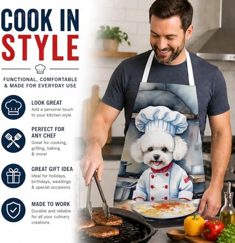 Caroline's Treasures Bichon Frise The Chef Apron Cooking Kitchen Server Baking - Image 2