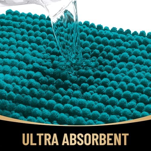 OLANLY Thick Chenille Small Bathroom Rugs Mats 24x16, Deep Lake - Image 3