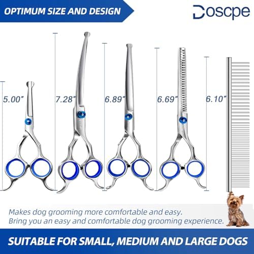 6 in 1 Professional Dog Grooming Scissors Set Pet Hair Cutting Shears Kit - Image 2