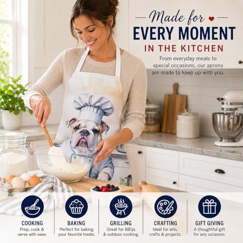 Caroline's Treasures English Bulldog The Chef Apron Cooking Kitchen Server - Image 6