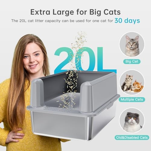 WoofiGo Enclosed Stainless Steel Cat Litter Box - Image 3