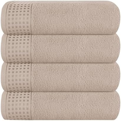 GLAMBURG Ultra Soft 4 Pack Oversized Bath Towel Set 27x54 inches, 100% Cotton by GLAMBURG
