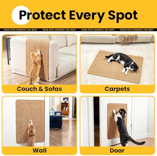 Conlun Cat Scratching Pad, 23.6x31.5in Sisal Mat Couch Protector - Image 5