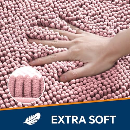Chenille Bathroom Rug 30"x50" Blush, Large Plush Bath Mat - Image 3