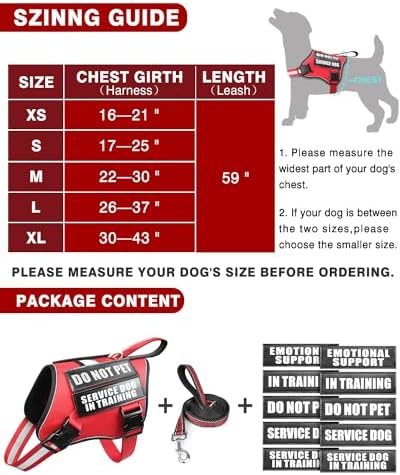 Service Dog Vest Harness and Leash Set+10 Patches Red XS - Image 6