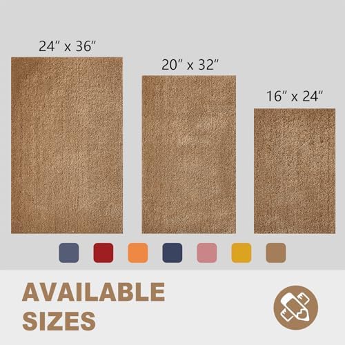 CozeCube Light Brown 36"x24" Shaggy Non Slip Soft Washable Bath Mat - Image 3