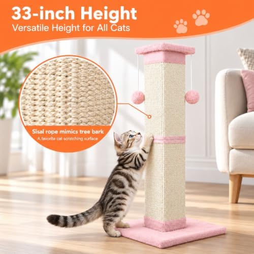 Cat Scratching Post 33 Inch Nature Sisal Cat Scratch Post - Image 7