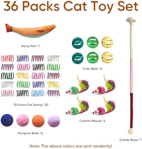 Cat Toys for Indoor Cats, 36 Pack Interactive Cat Toy Set - Image 2