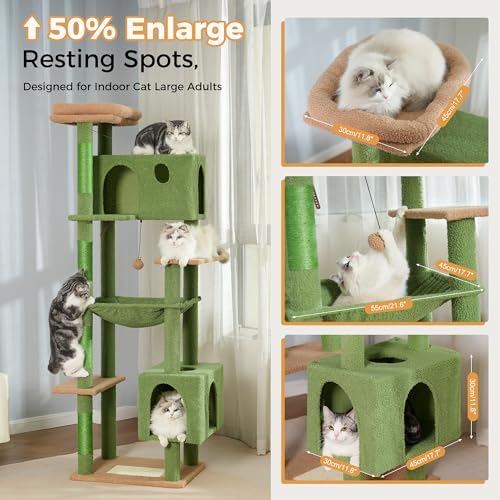 72" Cactus Cat Tree with Hammock & Scratcher Posts - Image 5
