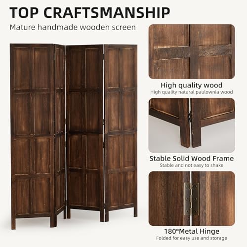 4 Panel Room Divider, 2-in-1 Detachable Privacy Screen - Image 5