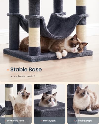 SONGMICS HOME Cat Tree for Indoor Cats, Hammock and Condo, Dark Gray - Image 7