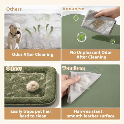 XXL Dog Bed Waterproof Washable, Wipeable Leather Large Crate Pad 48" Green - Image 3