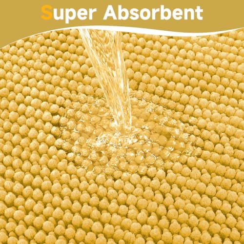 Ophanie Yellow Bathroom Rugs 34x21, Soft Chenille Bath Mat, Non Slip Absorbent - Image 5