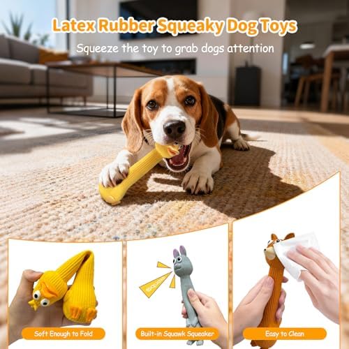 Latex Squeaky Dog Toys, 3 Pack Soft Rubber Dog Chew Toys, 8.7" Standing Stick - Image 2