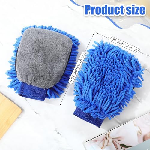 Teenyyou 2 Pcs Dog Towel Chenille Microfiber Pet Grooming Gloves - Image 2