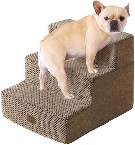 EHEYCIGA Dog Stairs for Small Dogs 13.5" H, 3-Step Dog Steps for Cats by EHEYCIGA