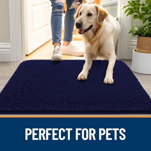 OLANLY Dog Door Mat for Muddy Paws 34x21, Super Absorbent Chenille Mud Mat - Image 6