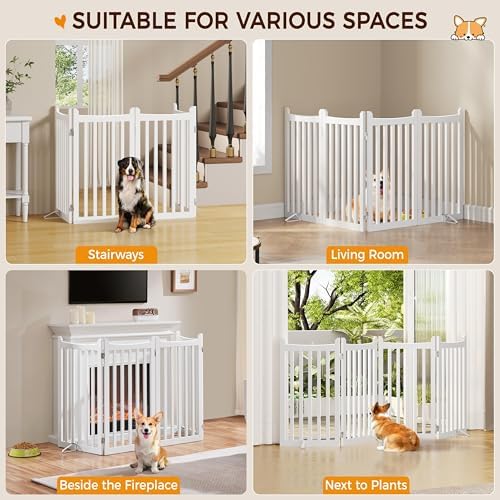 Yaheetech 36in 4-Panel Wooden Freestanding Pet Gate - Image 4