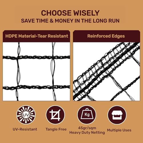 Heavy Duty Bird Netting for Chicken Coop, 19.5 x 19.5 ft 0.8”Mesh HDPE Chicken - Image 5