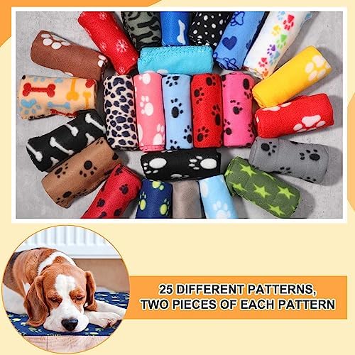 Preboun 50 Pack Puppy Blankets Bulk, Soft Fleece, 24 x 28 Inch, 25 Styles - Image 4