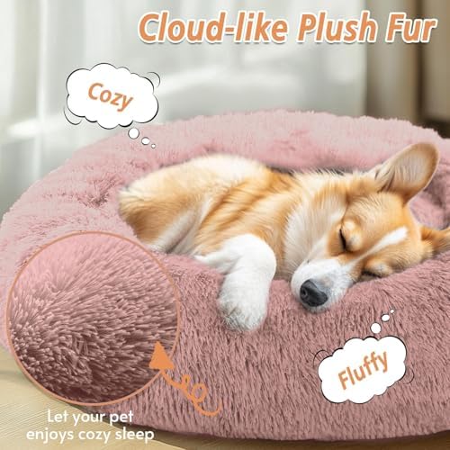 JOLLYVOGUE Calming Dog Beds Large Sized Dog, 36in Donut Washable Large Pet Bed - Image 2