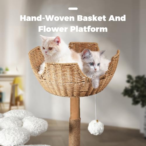 Easyego Modern Cat Tree, 45.6" Aesthetic Wood Cat Tree Tower - Image 5