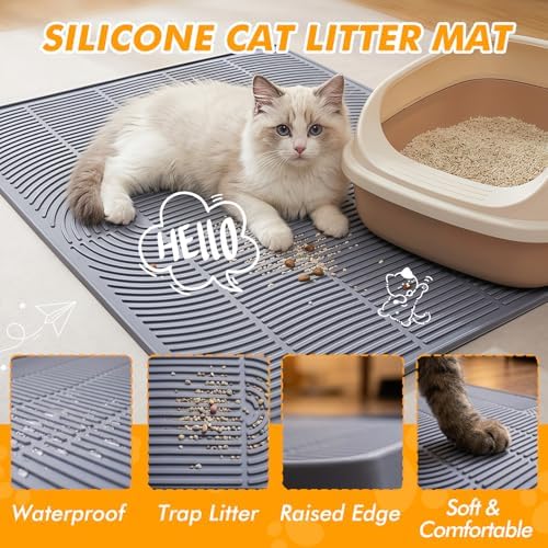 Extra Large Cat Litter Mat 47" x 35" Silicone Litter Trapping Mat - Image 3