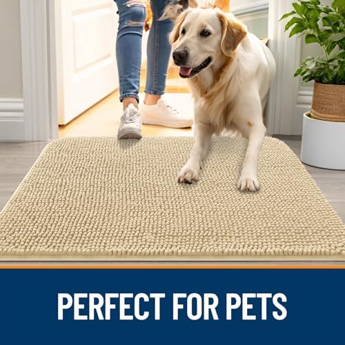 OLANLY Dog Door Mat for Muddy Paws 40x32, Super Absorbent Chenille Mud Mat - Image 6