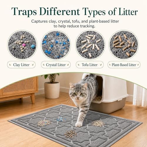 Yimobra Cat Litter Mat, Waterproof Litter Trapping Mat, Dark Grey - Image 2