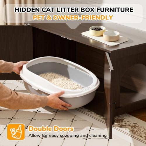 Extra Large Cat Litter Box Enclosure Furniture Dog Proof, Hidden Kitty Washroom - Image 5