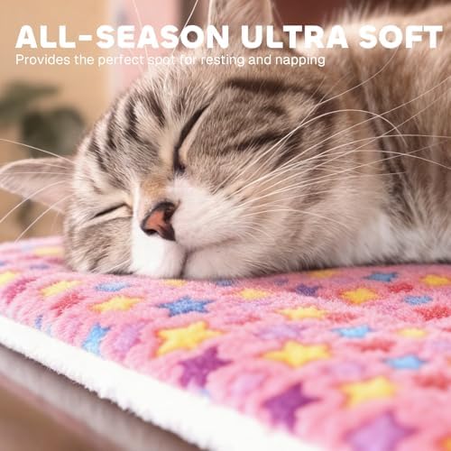 Mora Pets Dog Bed Crate Pad Ultra Soft Pet Mat Star Print 22 Inch Pink - Image 2