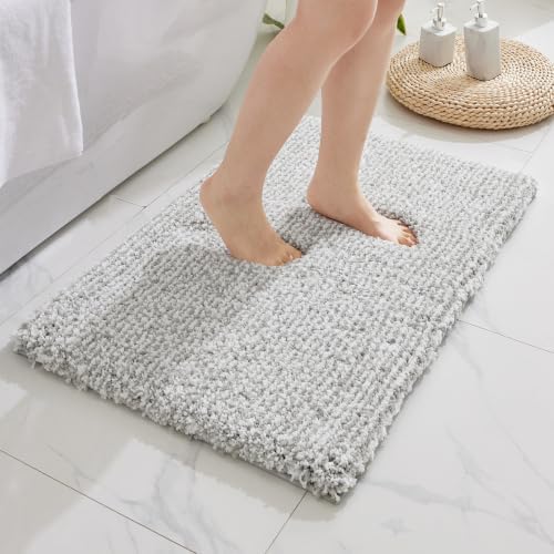 Disolla Grey & White Bathroom Rugs 24x36, Non-Slip Plush Thick Bath Mat by Disolla